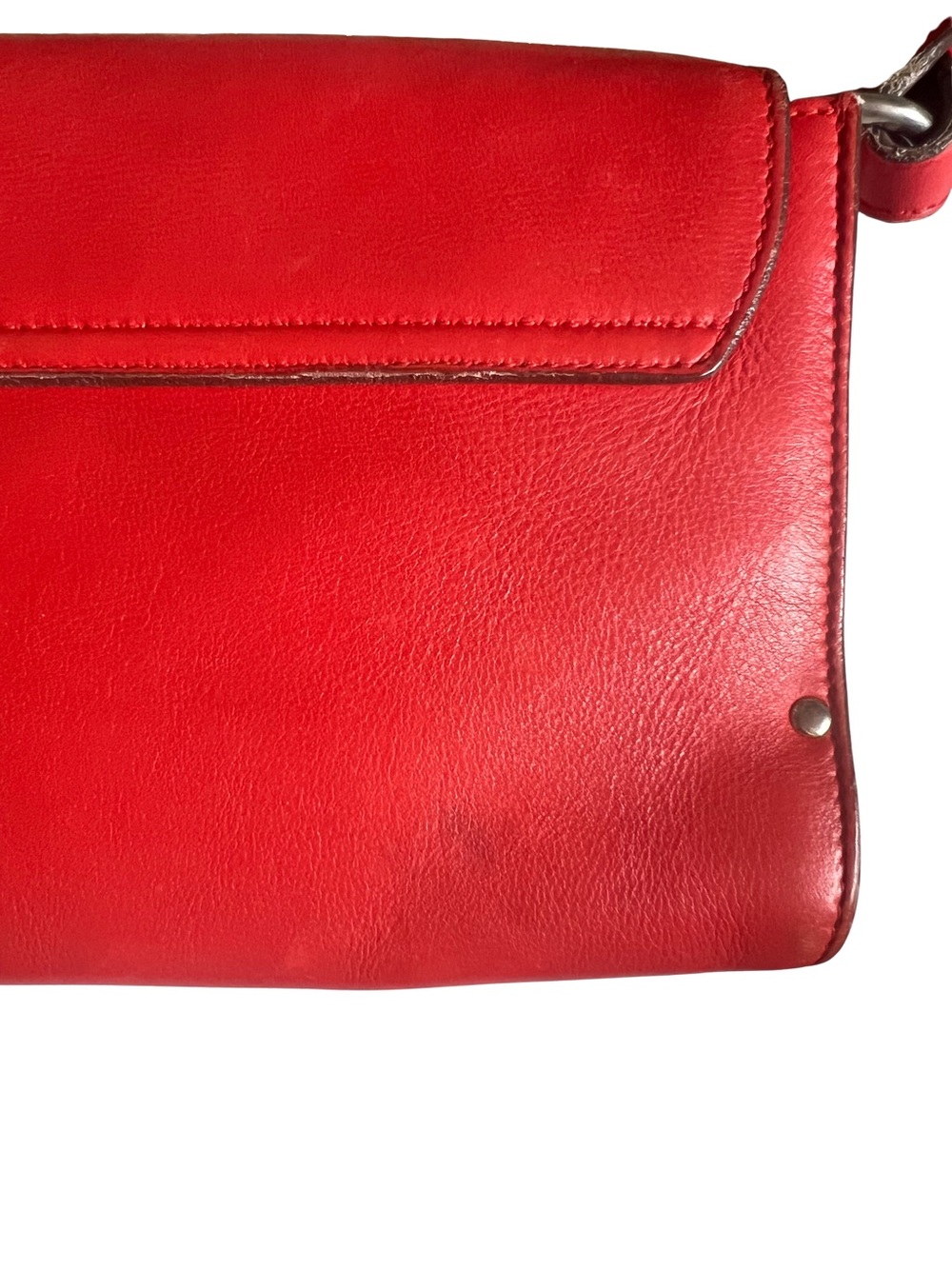 Salvatore Ferragamo Red Leather Shoulder Bag with Gold Ring Hardware - Picture 4 of 9